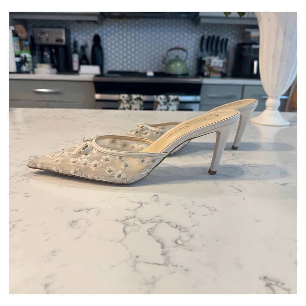 JESSICA SIMPSON Ivory Dolly Daisy Mesh Heels - Size 10 - Picture 6 of 12